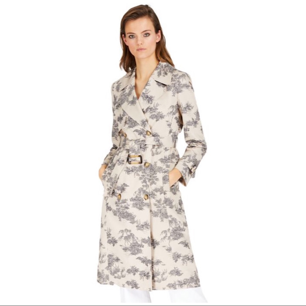 INC Toile print trench coat L